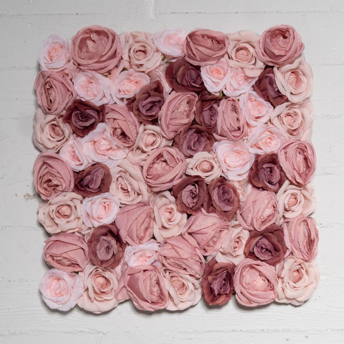 ARTIFICIAL FLORAL PANEL ROSE PINK/PEACH 50X50CM