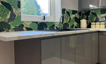 Modern kitchen sink with window view