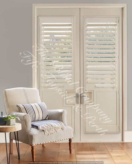 French doors with blinds