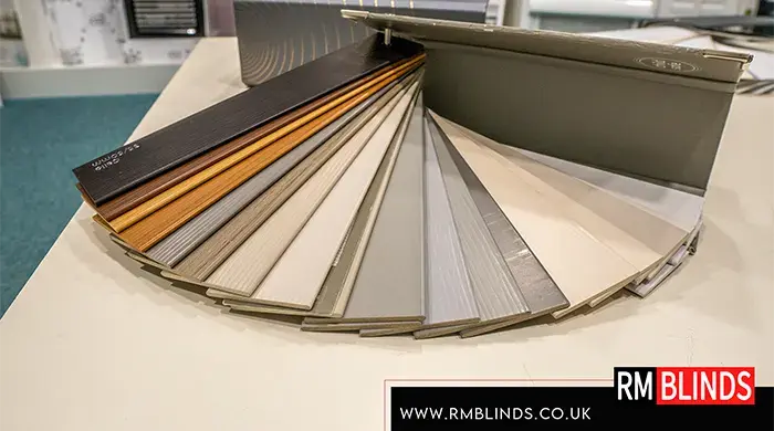 Colour samples spread out on a table