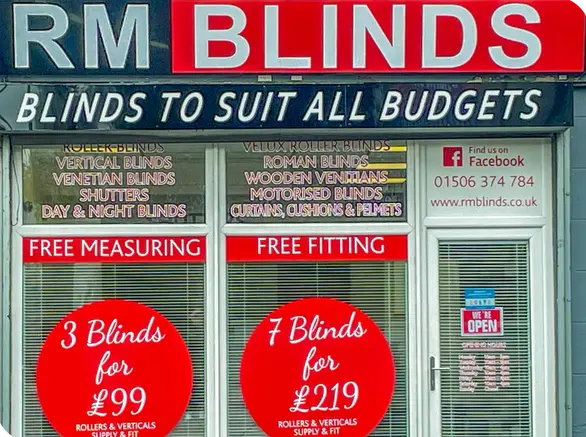 The RM Blinds Bathgate showroom
