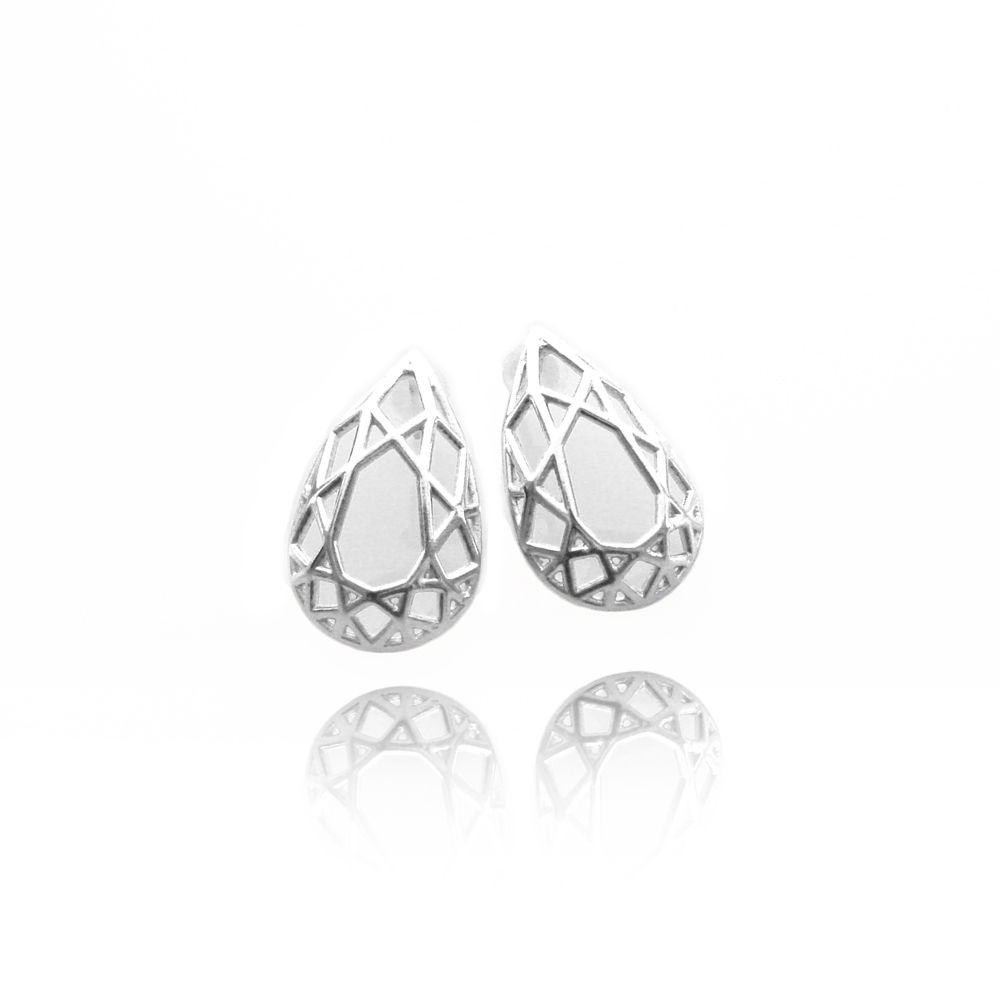 Sterling Silver Pear Shaped Geometric Earrings