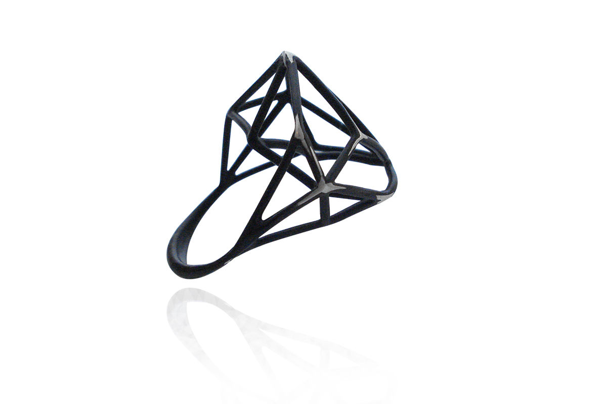 Geometric Black Sterling Silver Base Ring