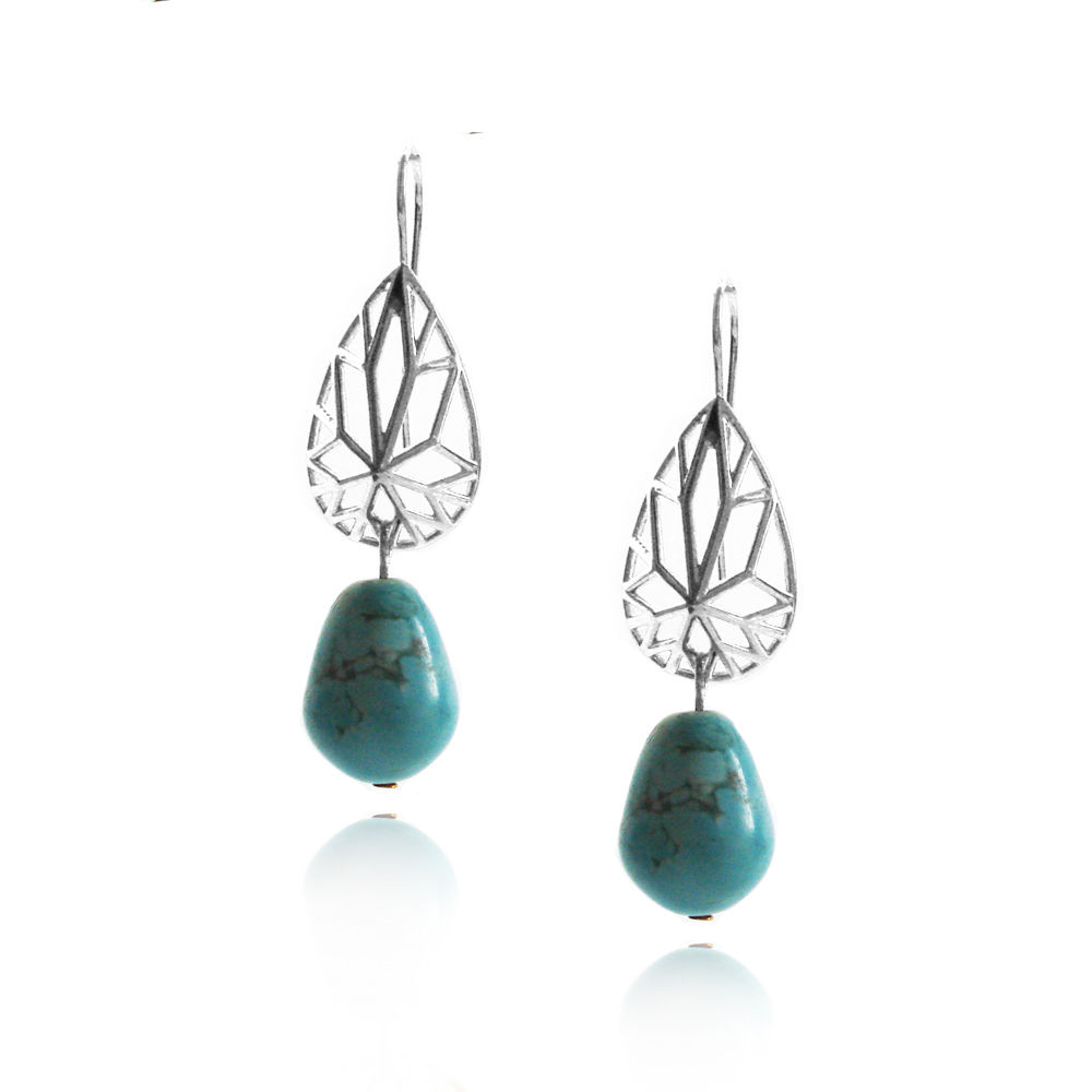 Pear Shaped Dangle Earrings with Turquoise Howlite