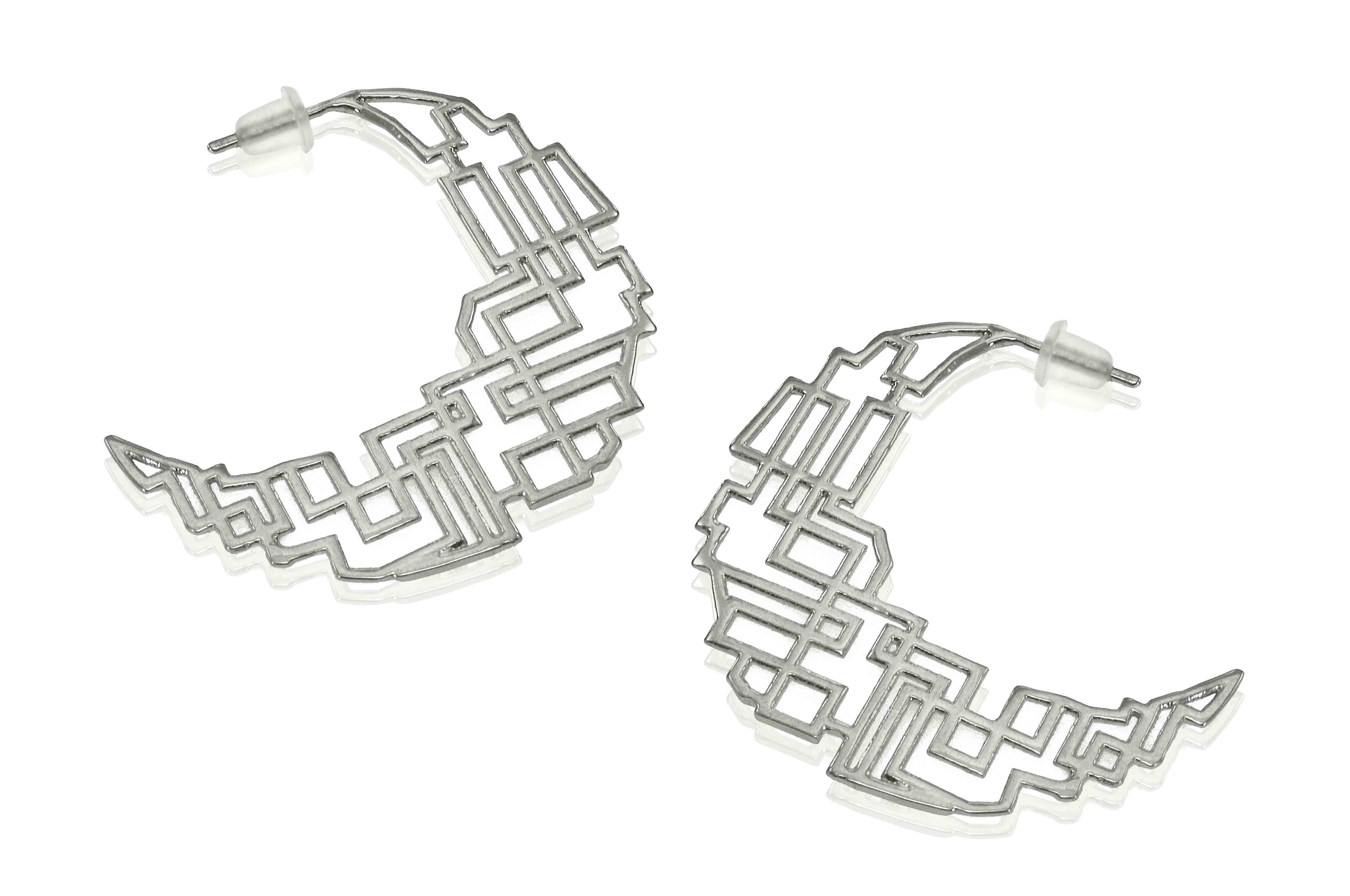 Sterling Silver Geometrical Hoop Earrings