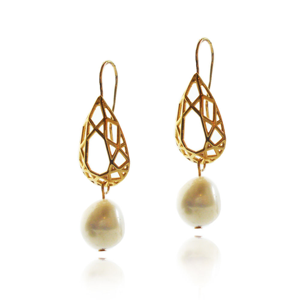 Pear Shaped Dangle Earrings with Pearls