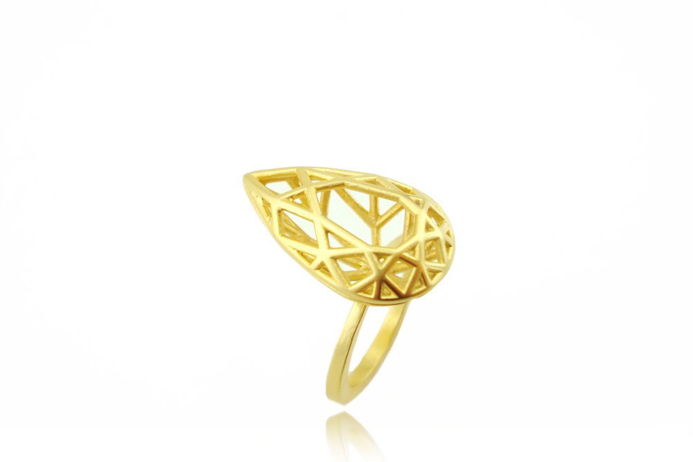 Pear Shaped Geometric Hollow Ring