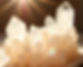 close up of quartz crystals with sunlight shining through them, soft linen background and