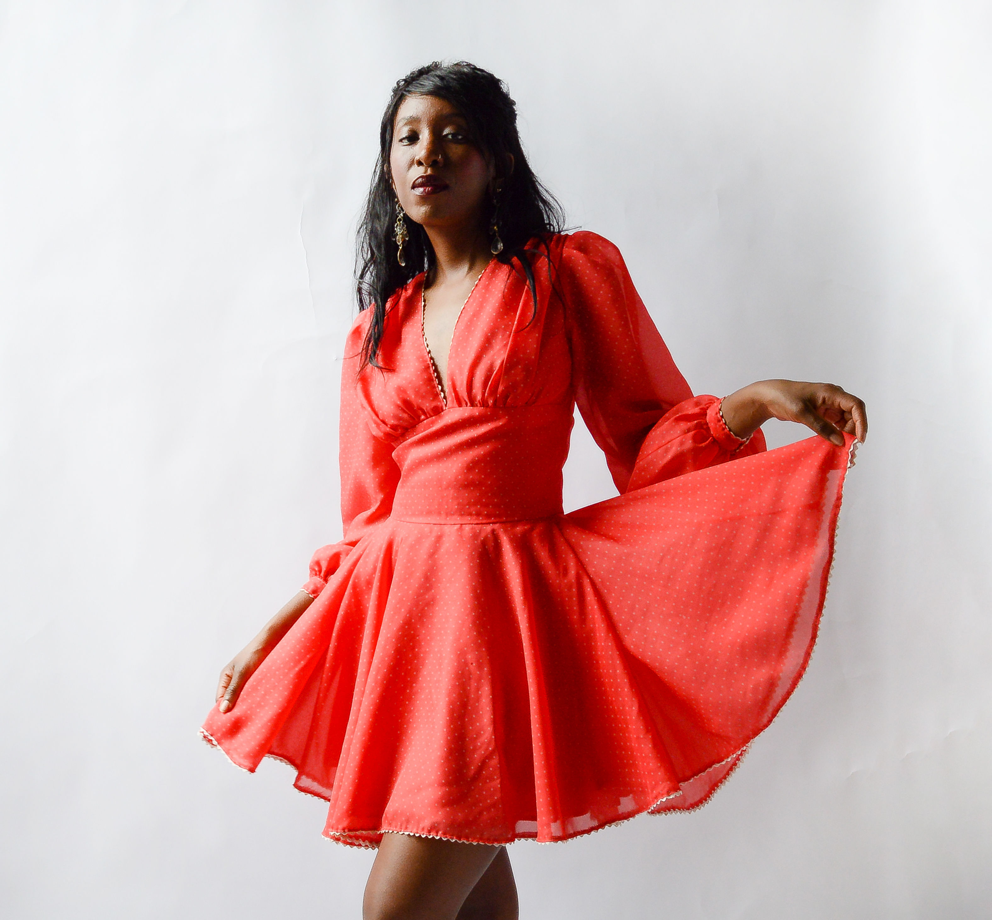 Handmade Vintage 70’s Lovefool Dainty Polka Dot Sheer Dress (s)