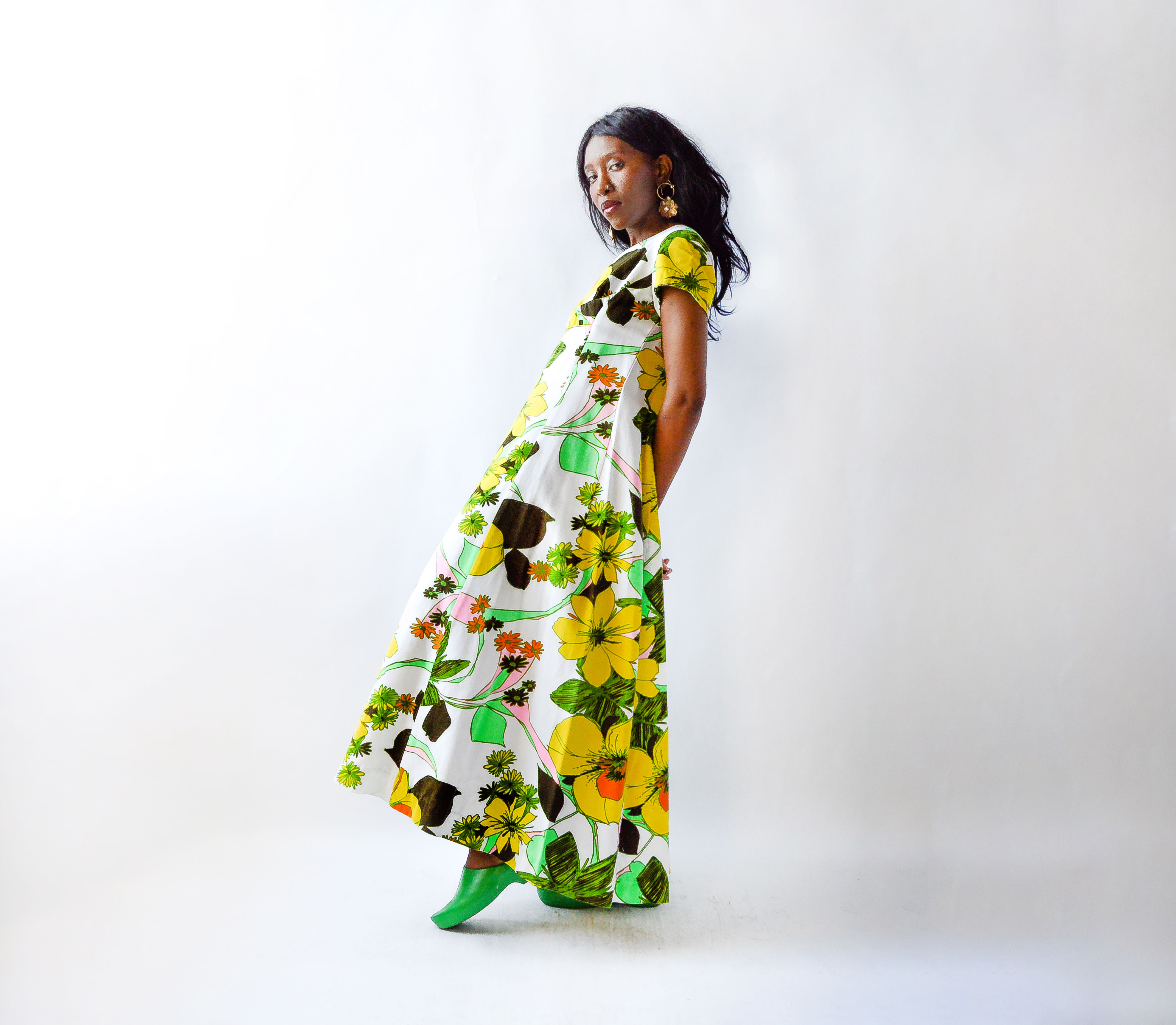 Vintage 70’s Janis Psychedelic Electric Floral Dress (s-m)