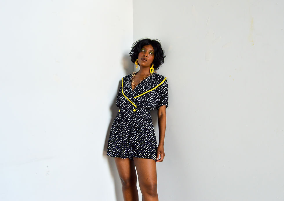 Thumbnail: Vintage 80's Ditsy Dot Bumble Bee Romper (s-m)