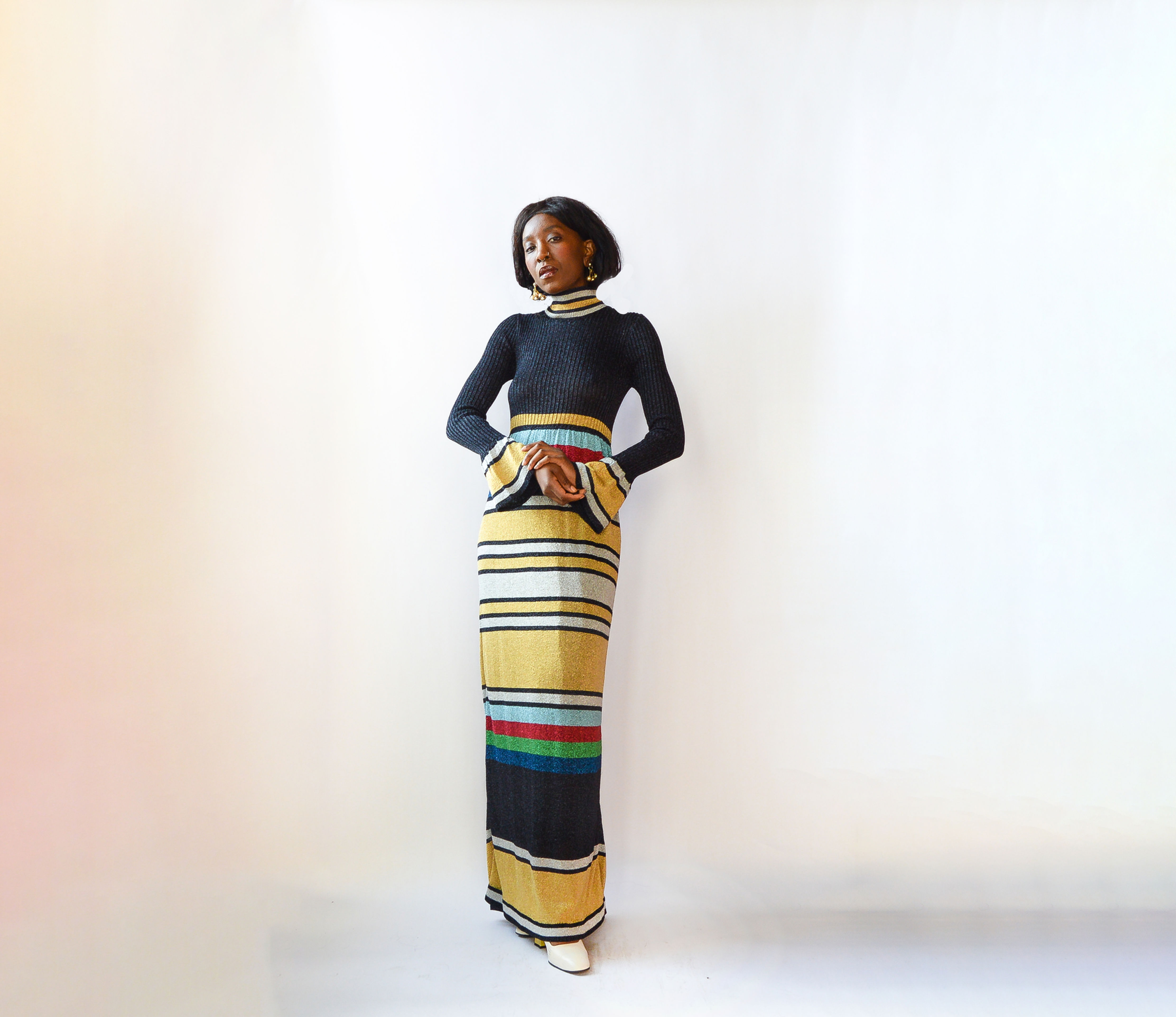 Vintage 70's Glitchy Glitchy Ya Ya Metallic Maxi (s-l)