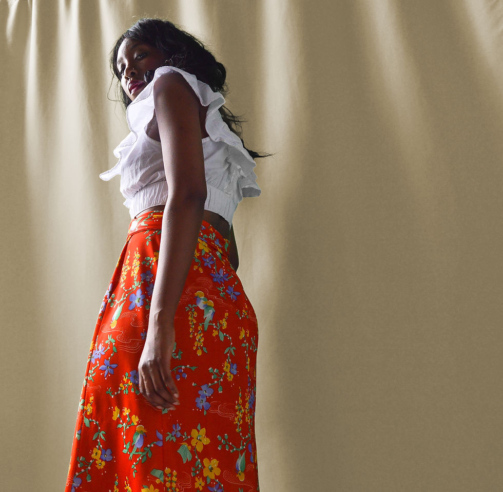 Thumbnail: Vintage 70's Hey Birdie High Waisted Maxi Skirt (30W)