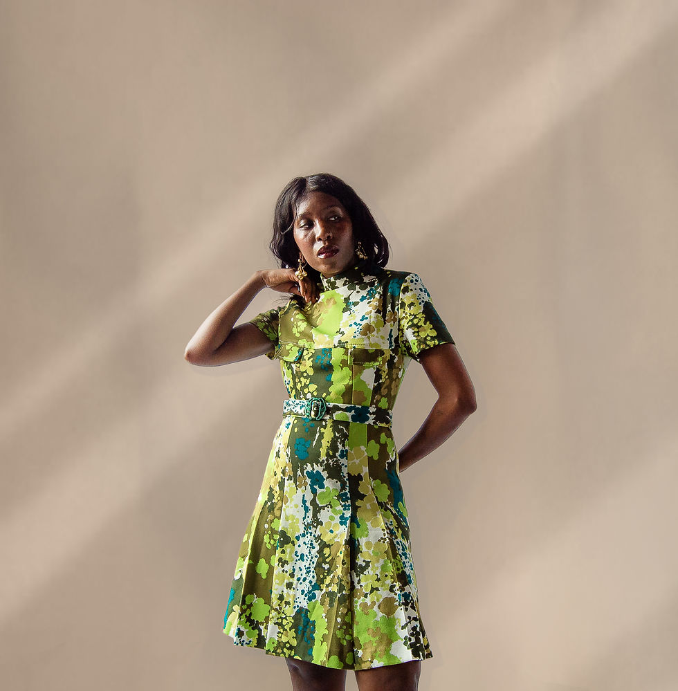 Thumbnail: Vintage Late 60's Early 70's Pollack Pleated Mod Shift Dress (s)