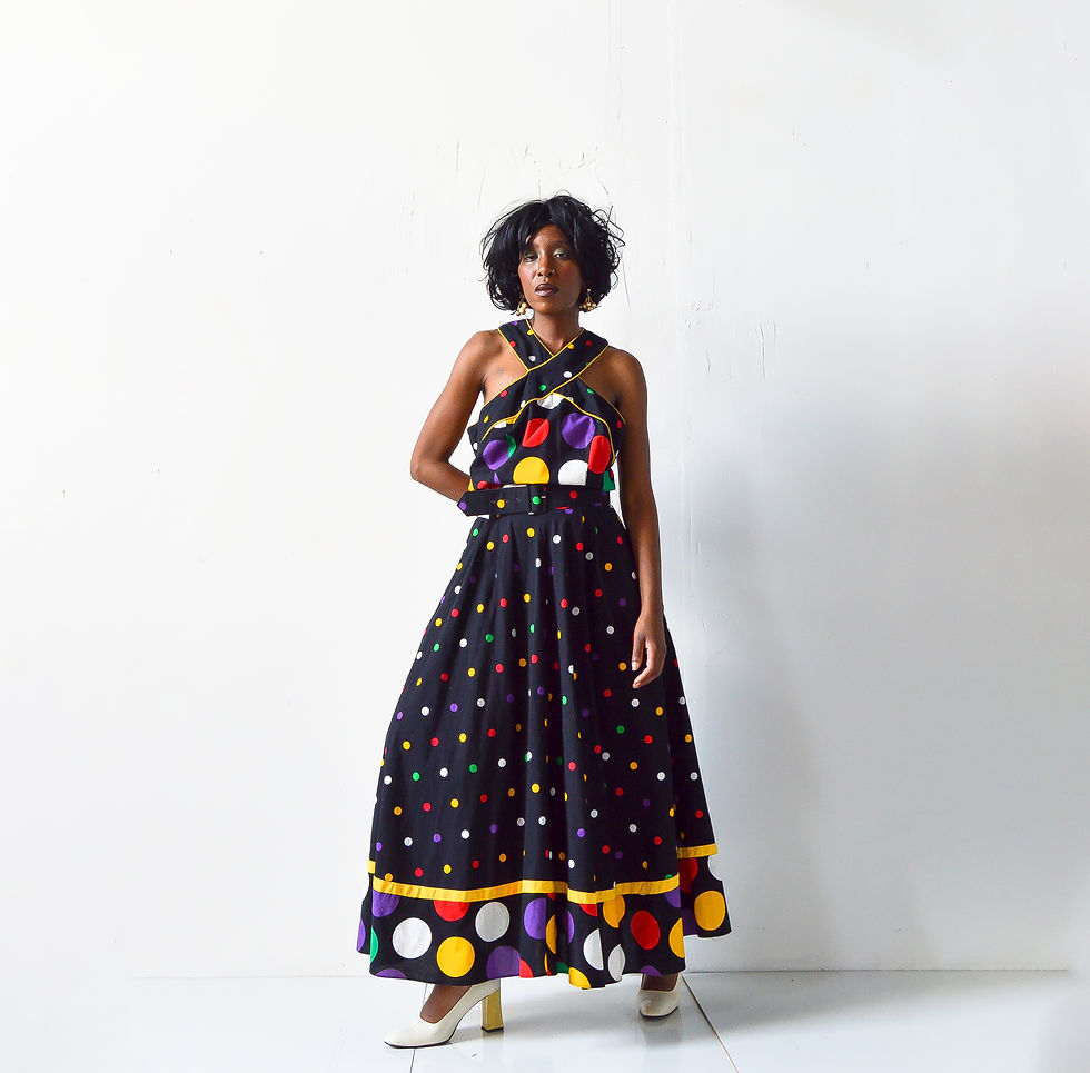 Thumbnail: Vintage 80's Halle Polka Dot Dress (s-m)