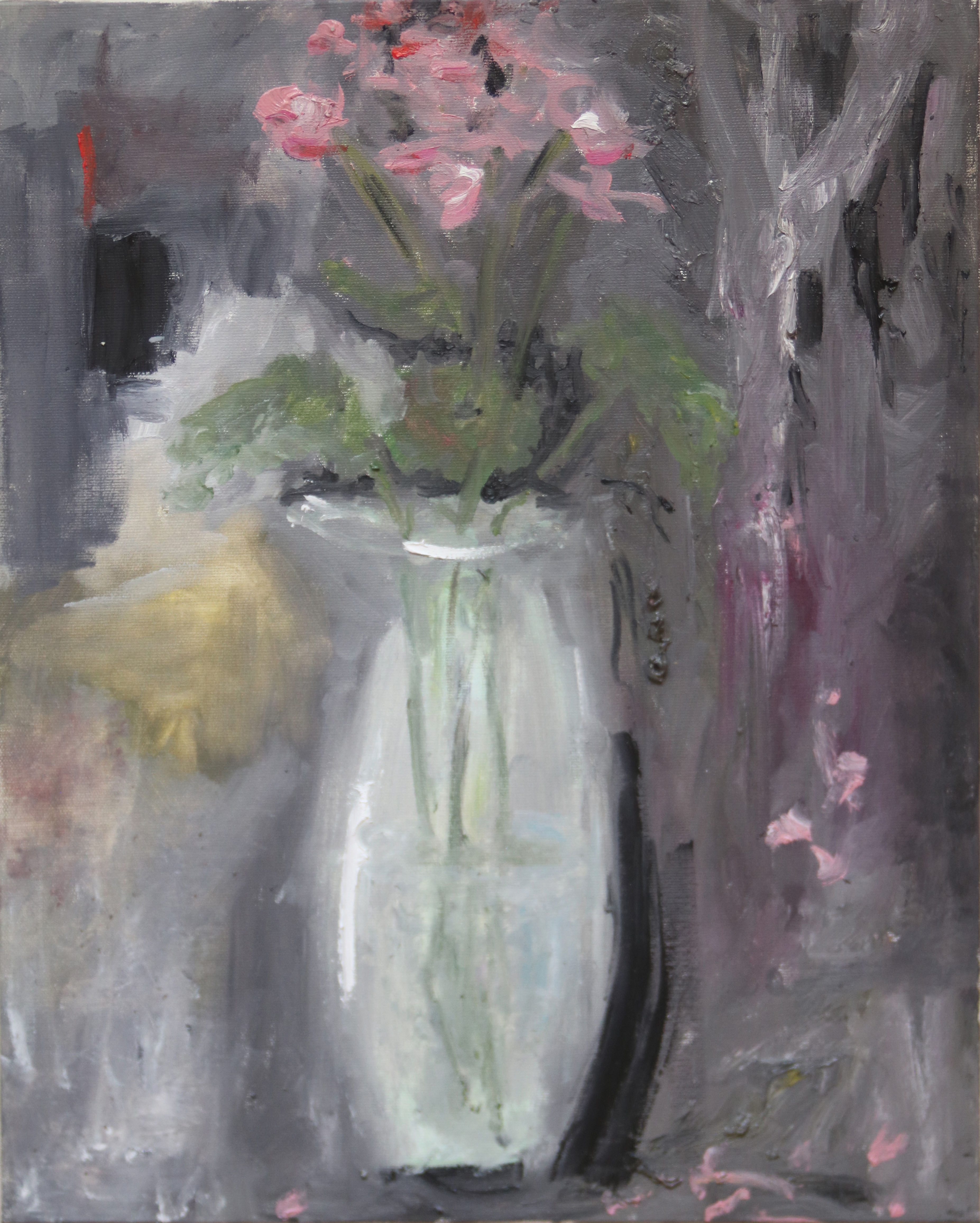Vase with geraniums