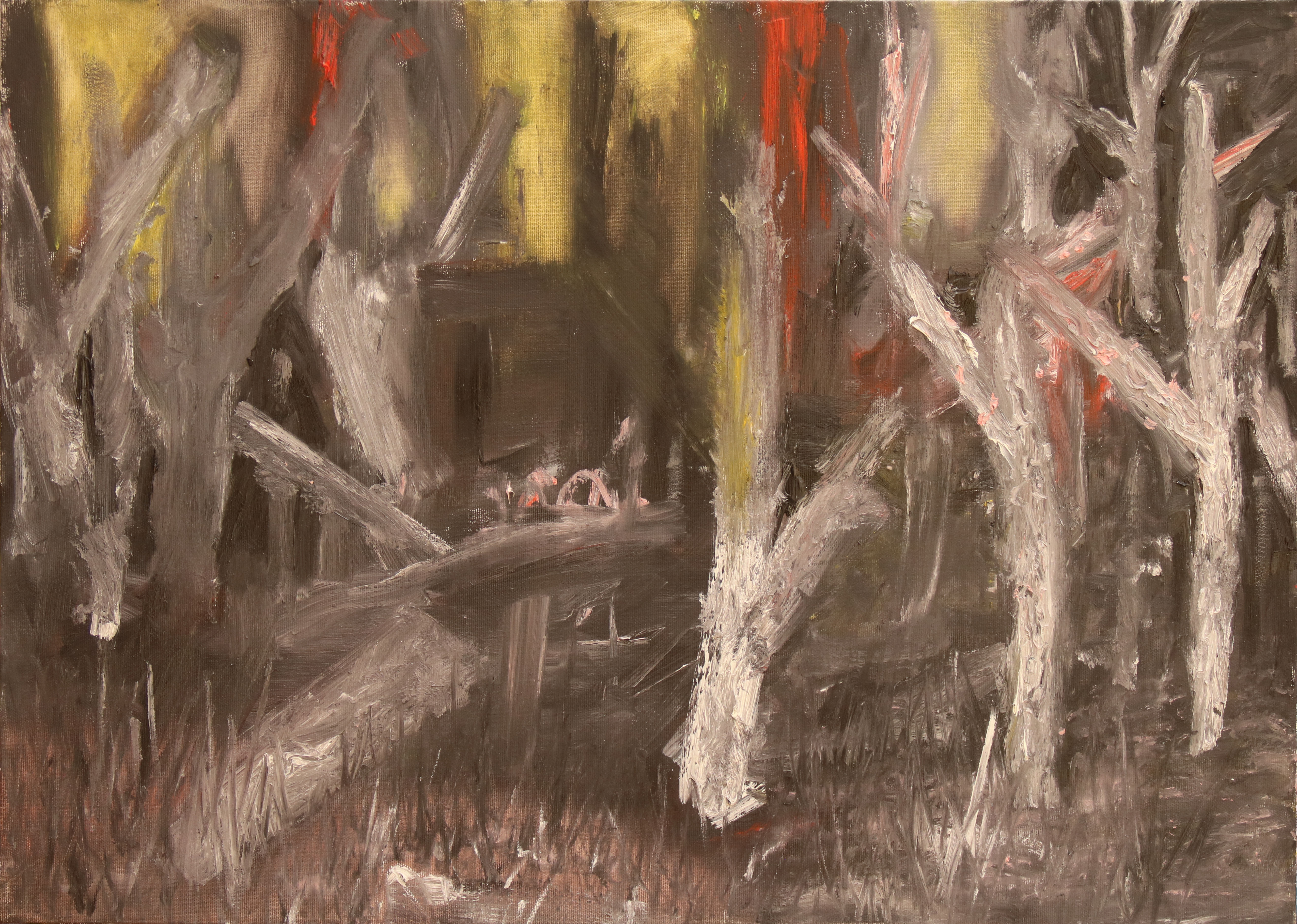 A house with yellow skies