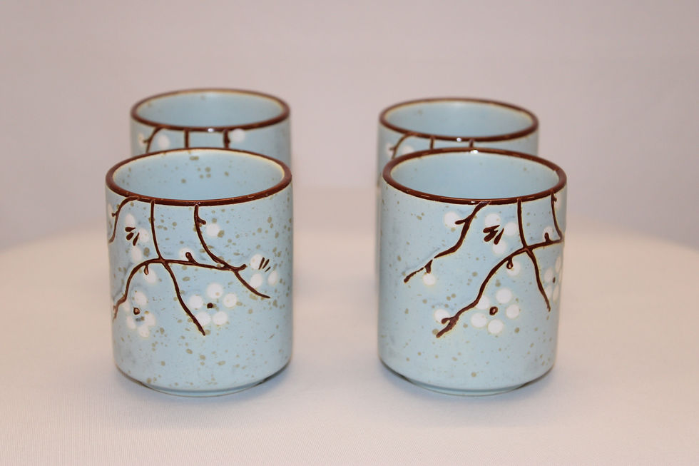 Thumbnail: 4pc Brown & Blue Tea Set