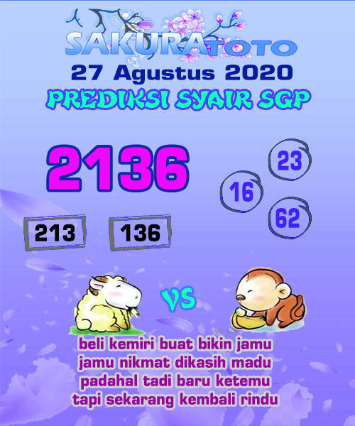 Syair Sakuratoto Kamis 27 Agustus 2020