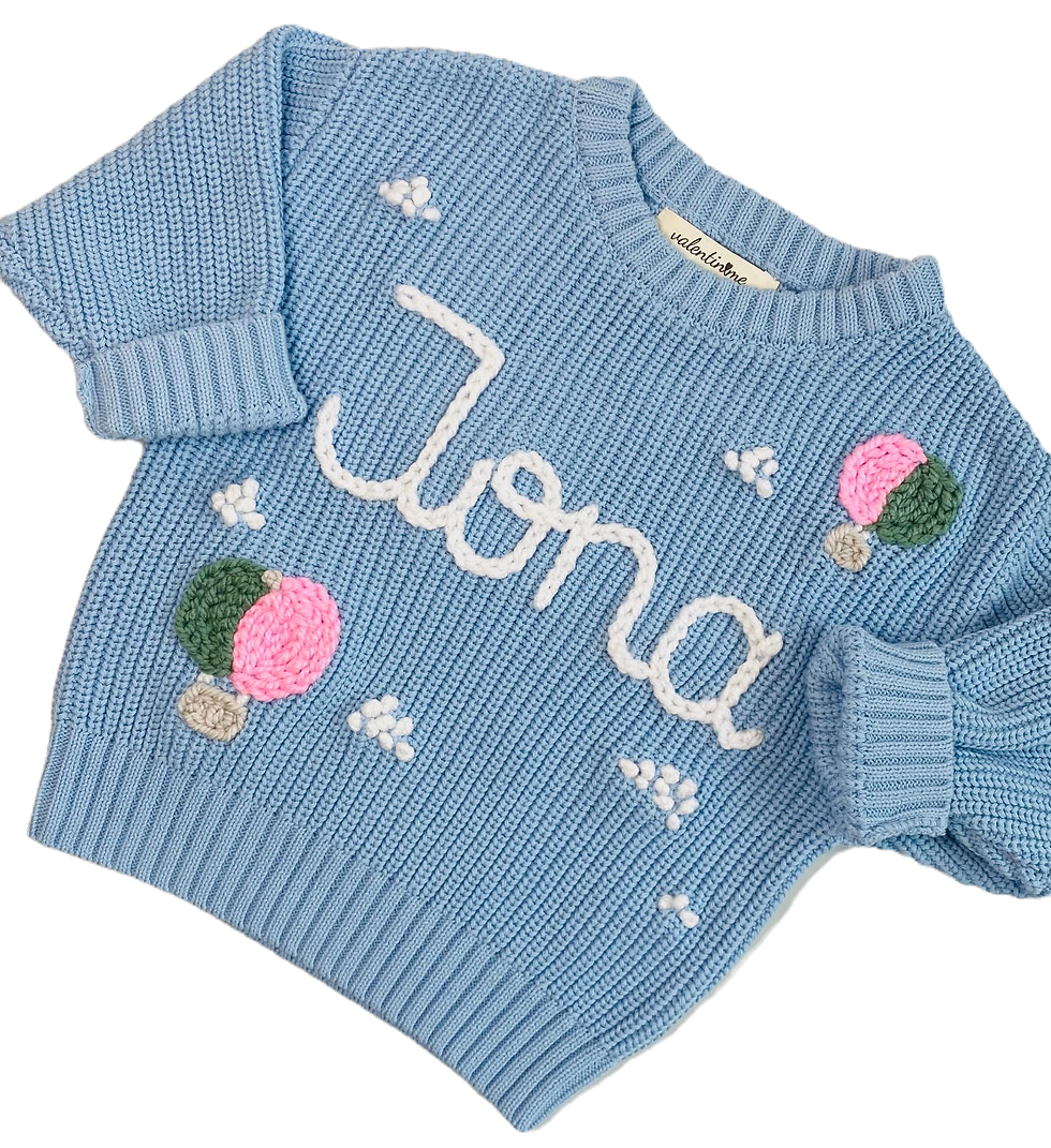 Thumbnail: Sweater with individually embroidered name + balloon with clouds