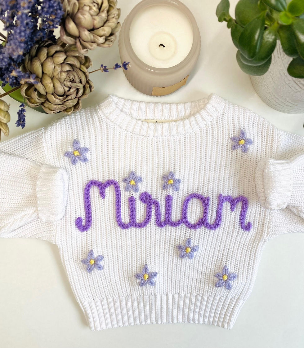 Thumbnail: Sweater with individually embroidered name + flowers