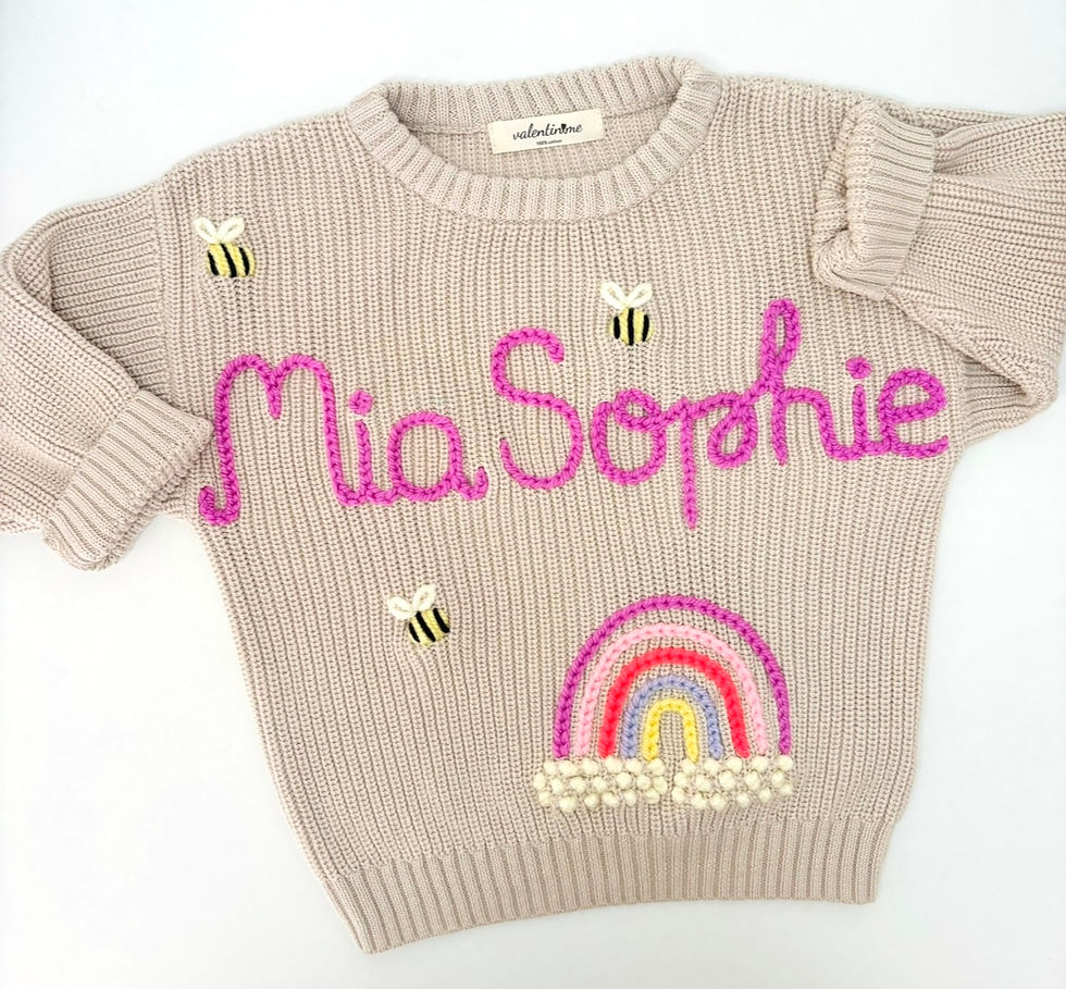 Miniaturbild: Design: Name +Regenbogen (Pullover extra hinzufügen)