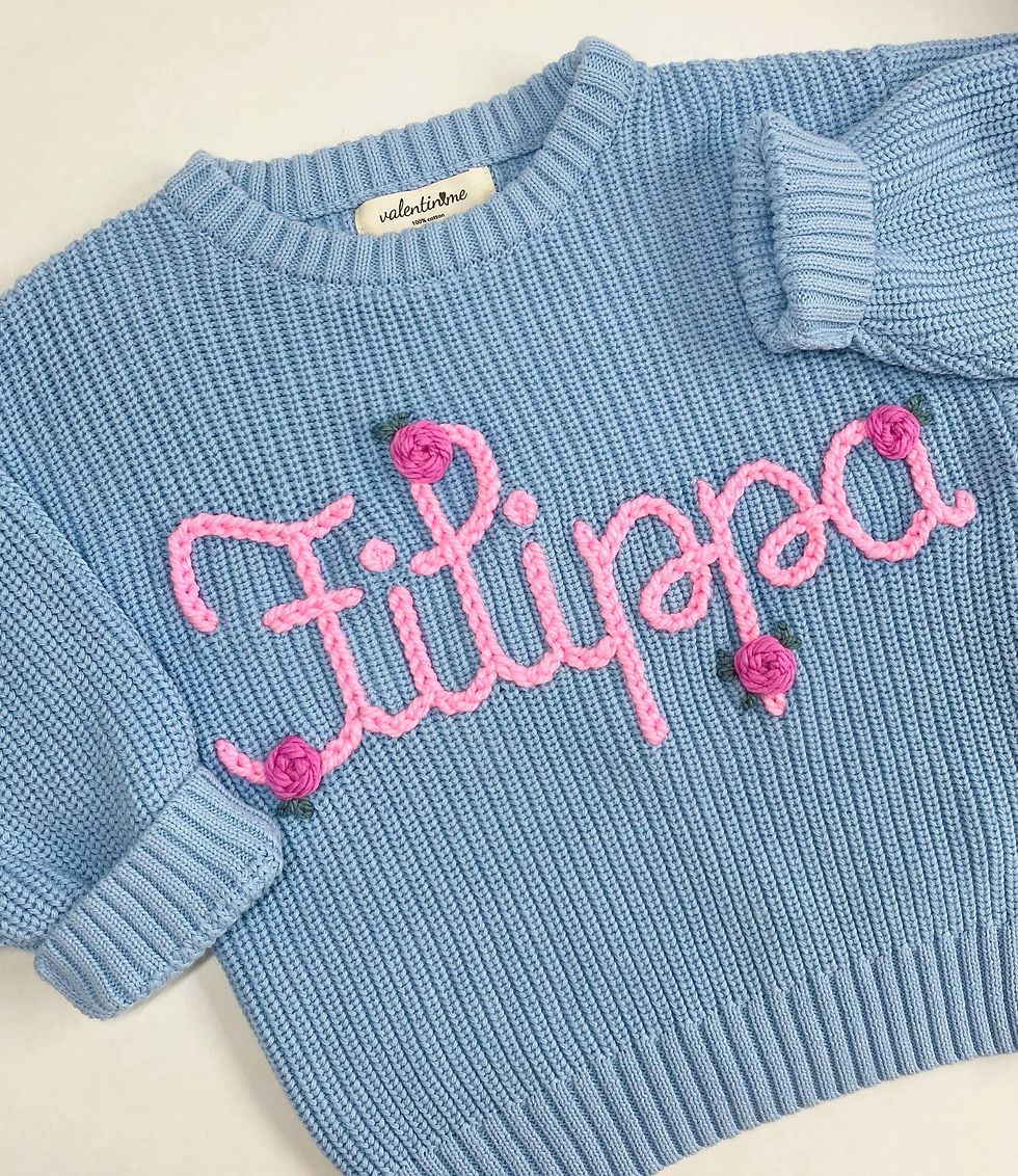 Thumbnail: Sweater with individually embroidered name + flowers
