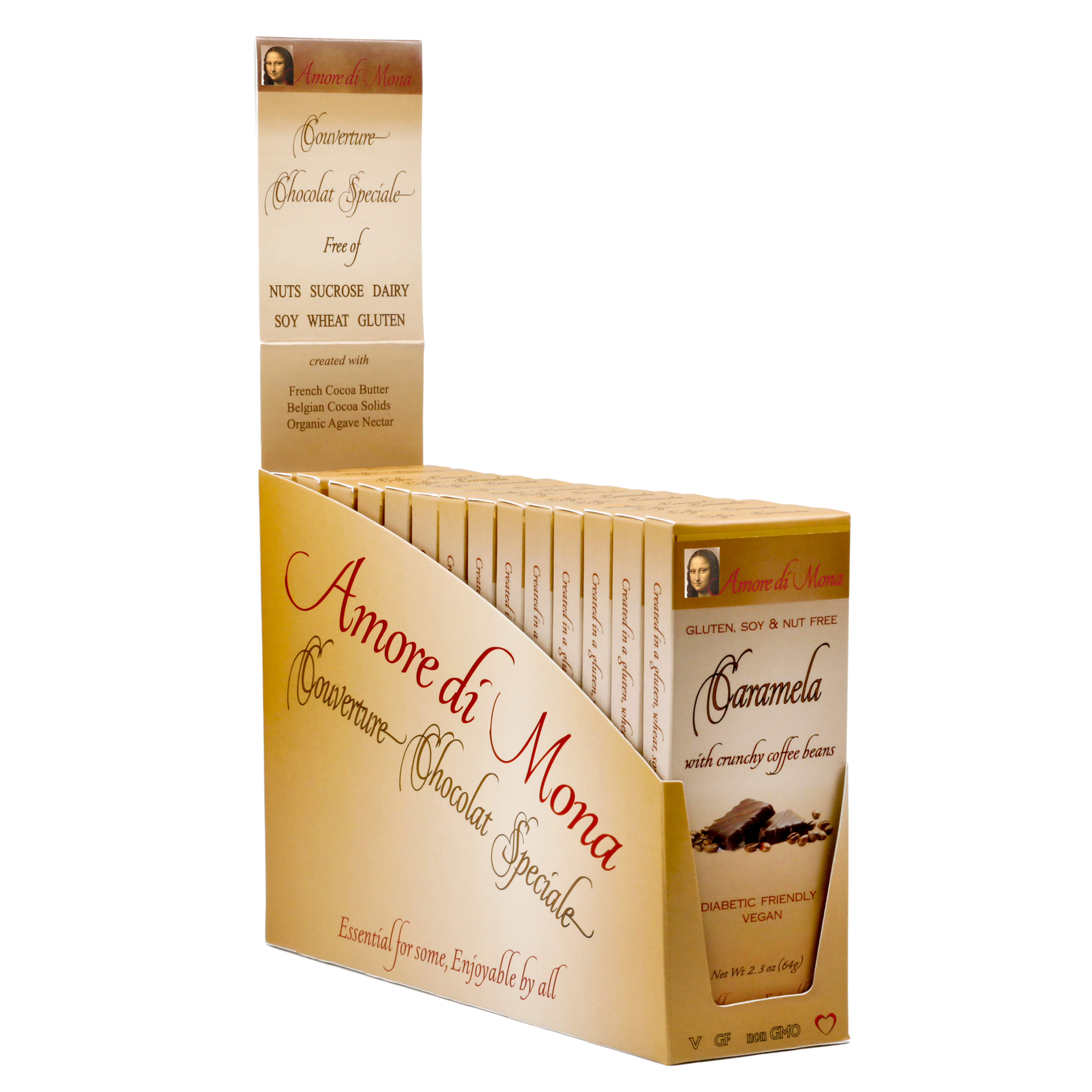 Caramela with Coffee Beans - Case of 14, 2.5 oz Bars