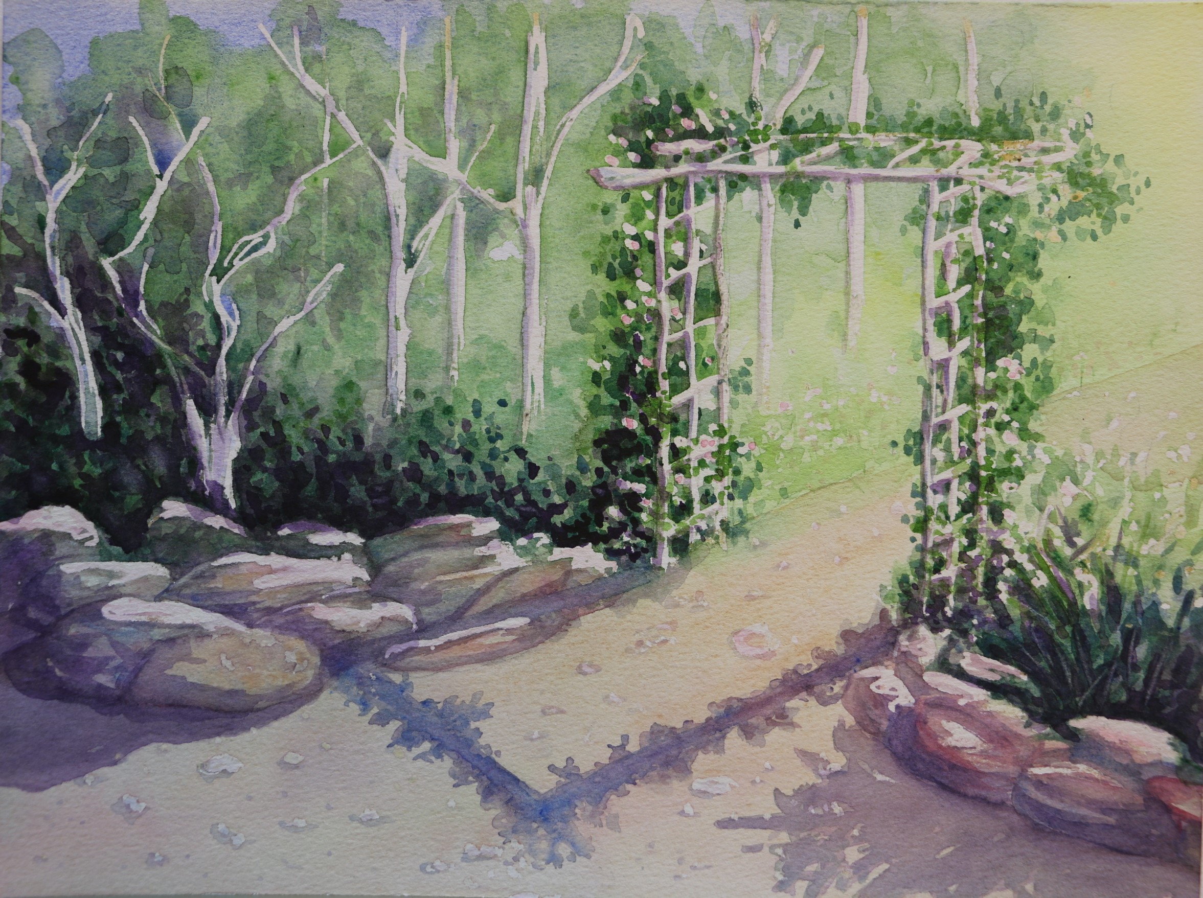 Arbour With Flowers Over Path