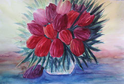 Red Tulips in Vase