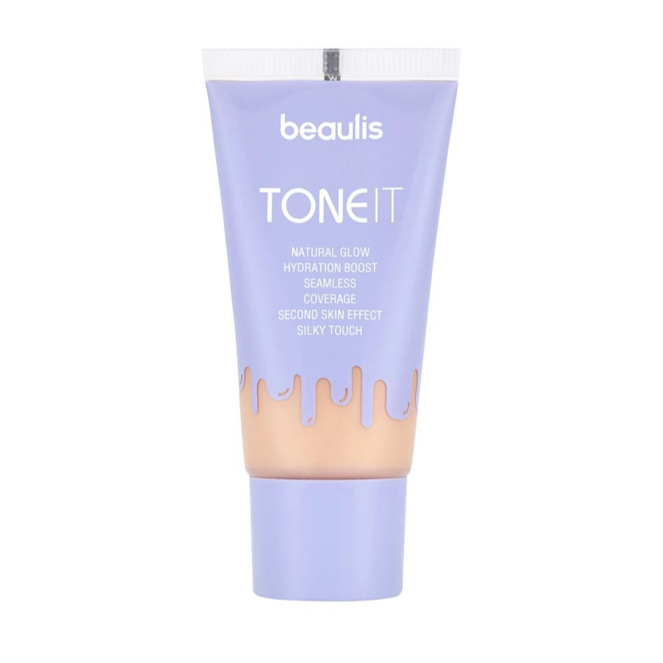 Beaulis Tone It natural glow foundation in a purple tube