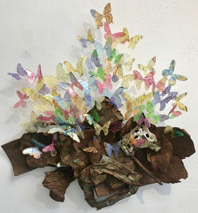Butterflies, rusty metal