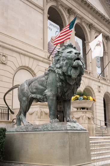 Lion statue outside of Art Institute