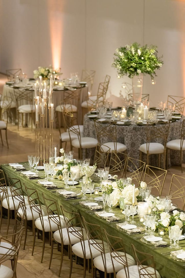 The wedding reception tables at the Art Institute of Chicago