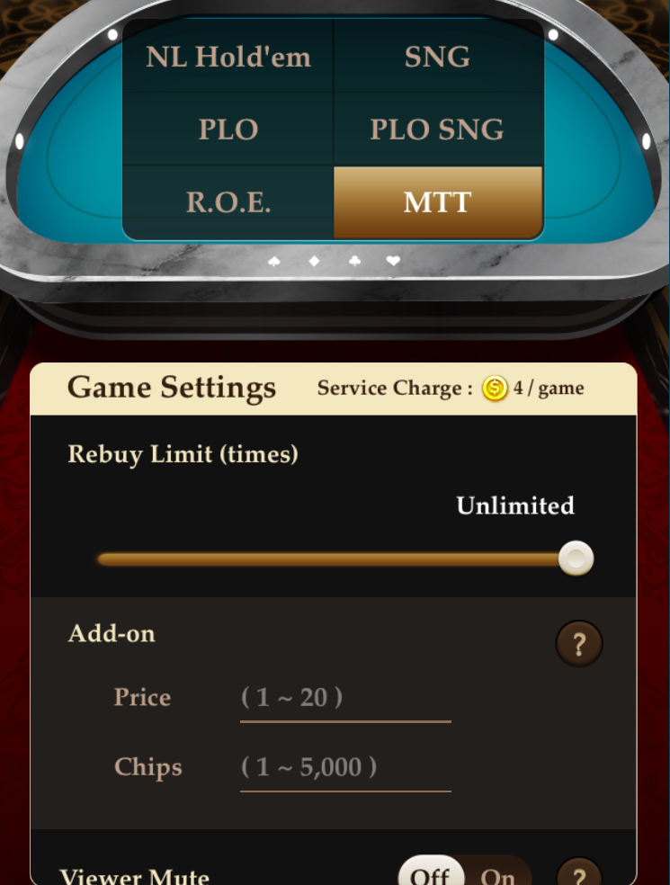 Showing the Add-on function in Pokerrrr 2