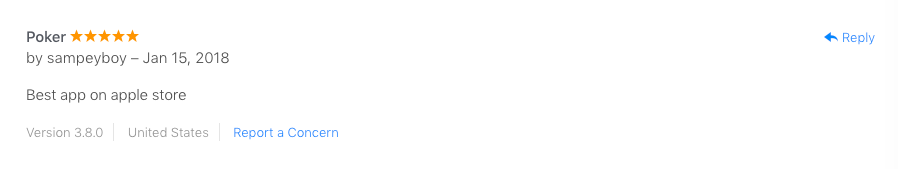 5 star review from App Store. "Best app on apple store"