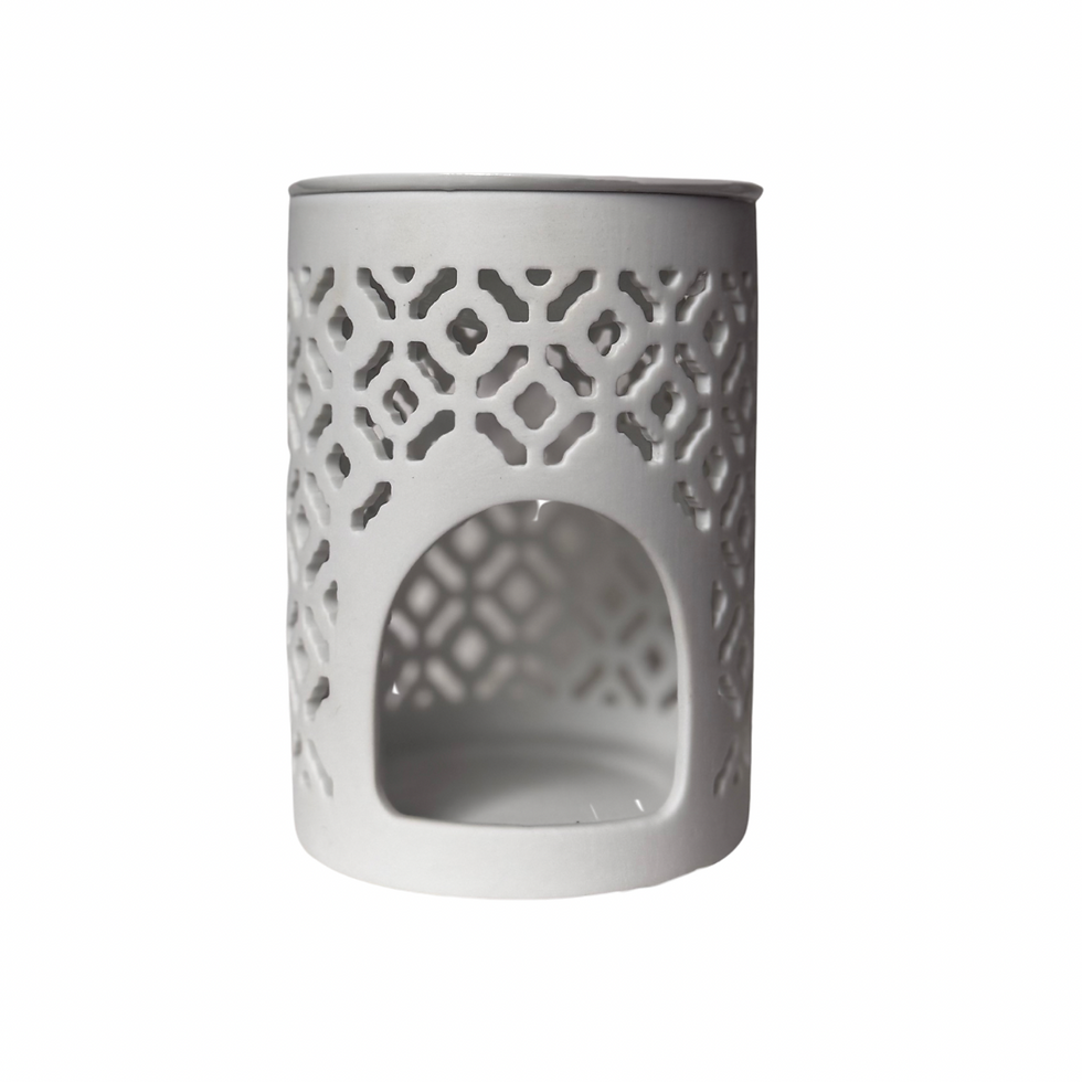 White Lattice Wax Warmer / Oil Burner – Stylish Home Fragrance