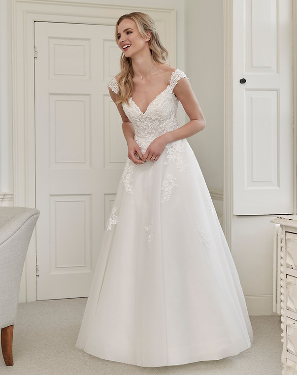 Althea wedding dress by Romantica of Devon with pretty beading and lace detail available at Lily Francis Bridal.