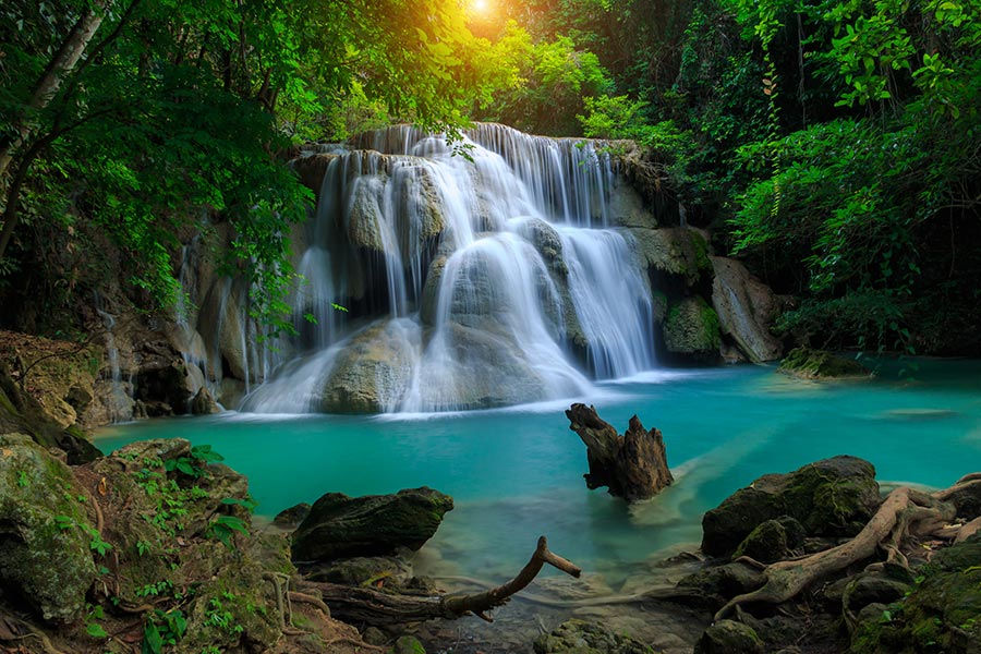 HD Şelale Gün Batımı Duvar Kağıdı | Full HD Gün Işığı Duvar Kağıtları