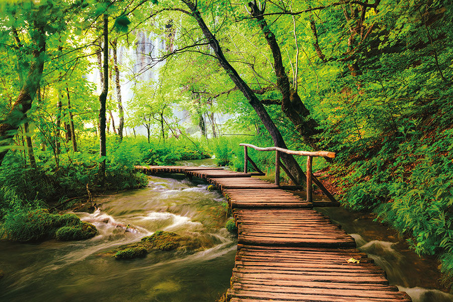 Şelale HD Duvar Kağıtları | 3D Şelale Üstü Tahta Köprü Duvar Kağıtları | Viyana