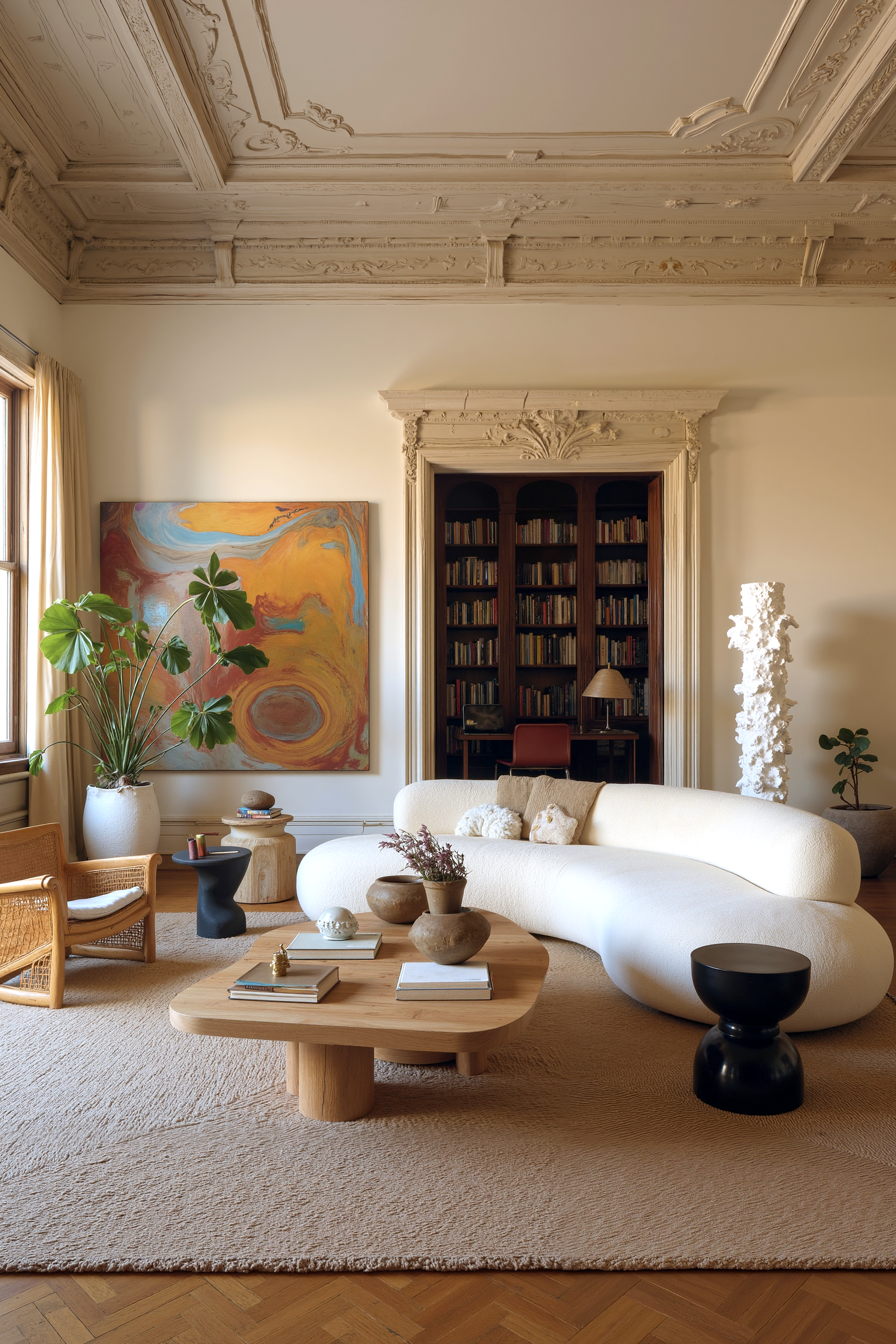 Luxury interior design project in Serbia featuring modern minimalist living home space and office space with premium European furniture by Zios Studio