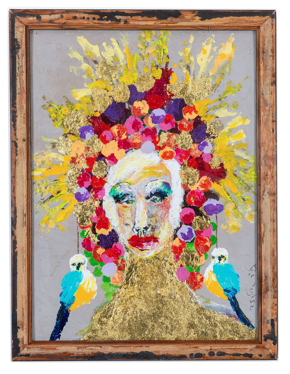 Nino colorful portrait with two birds