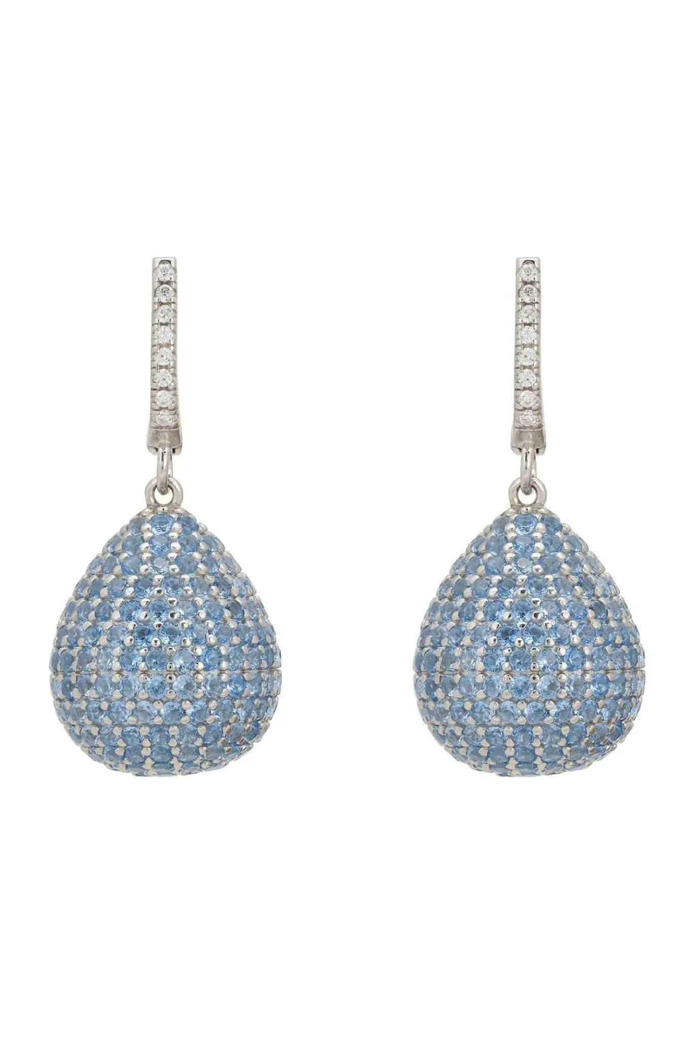 Valerie Pear Drop Gemstone Earrings Silver Ice Blue