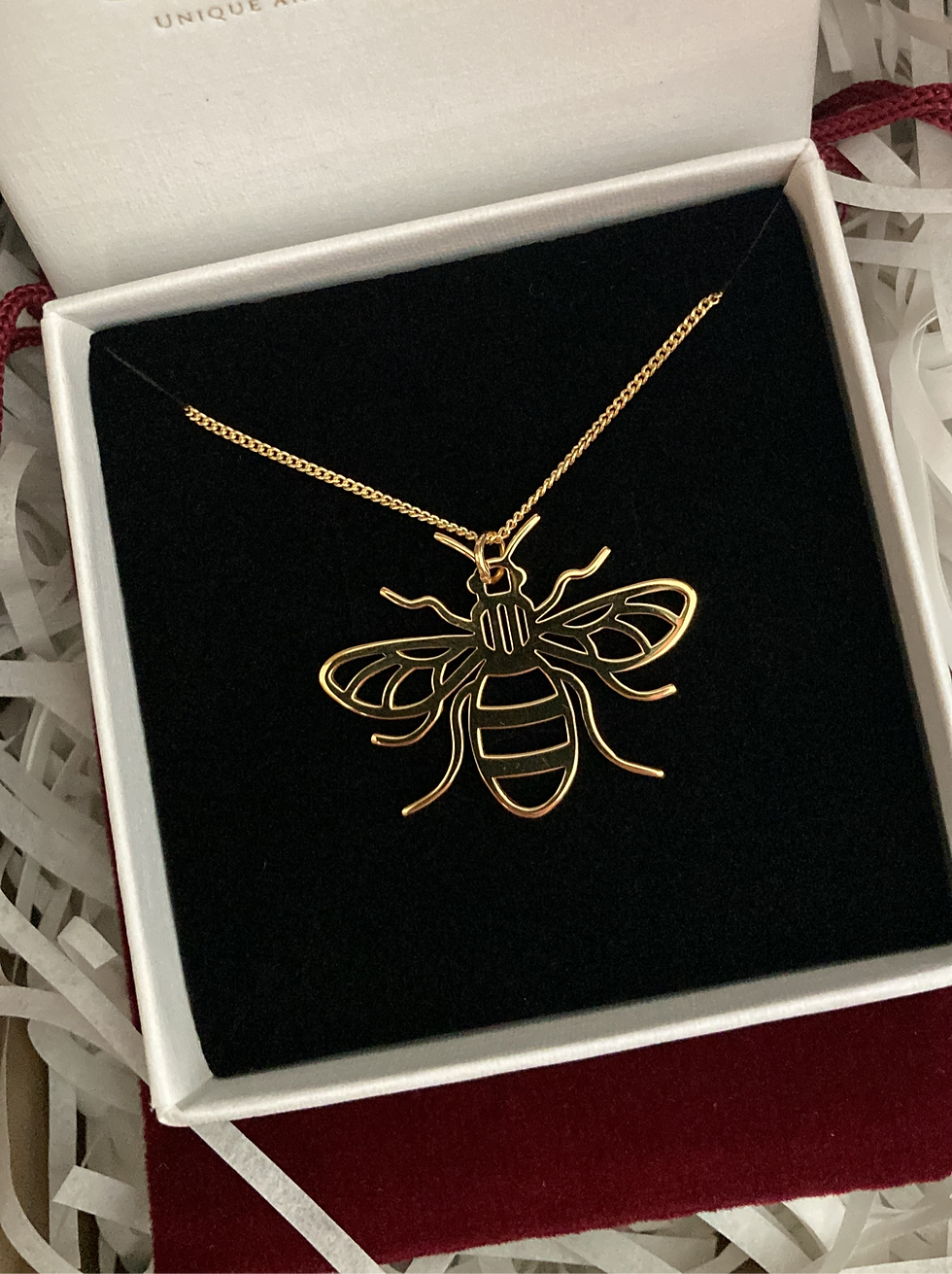 Thumbnail: 18K Yellow Gold Plated Manchester Worker Bee Necklace