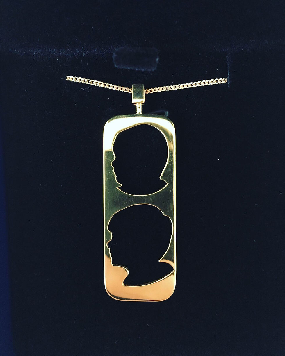 Thumbnail: Custom 18K Yellow / Rose Gold Plated Double Silhouette Necklace