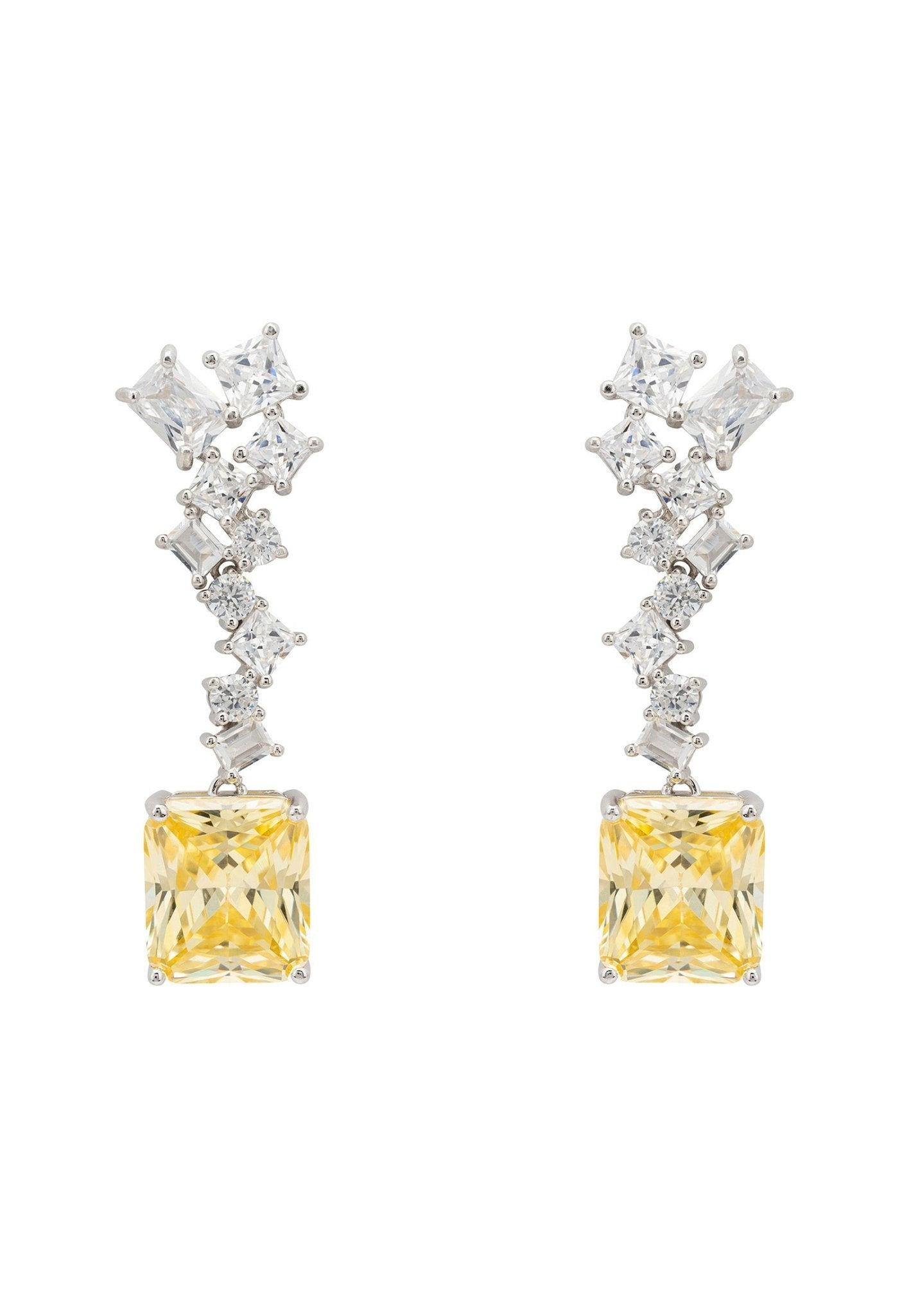 Diana Lemon Topaz Drop Earrings Silver