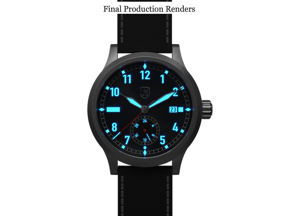 Thumbnail: Series No. 1 - "Layne" - Black Sunburst Dial w/ Red Seconds Hands