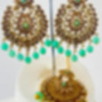 Thumbnail: Mint Green and Dusky Pink Stone Set Statement Choker Necklace Set