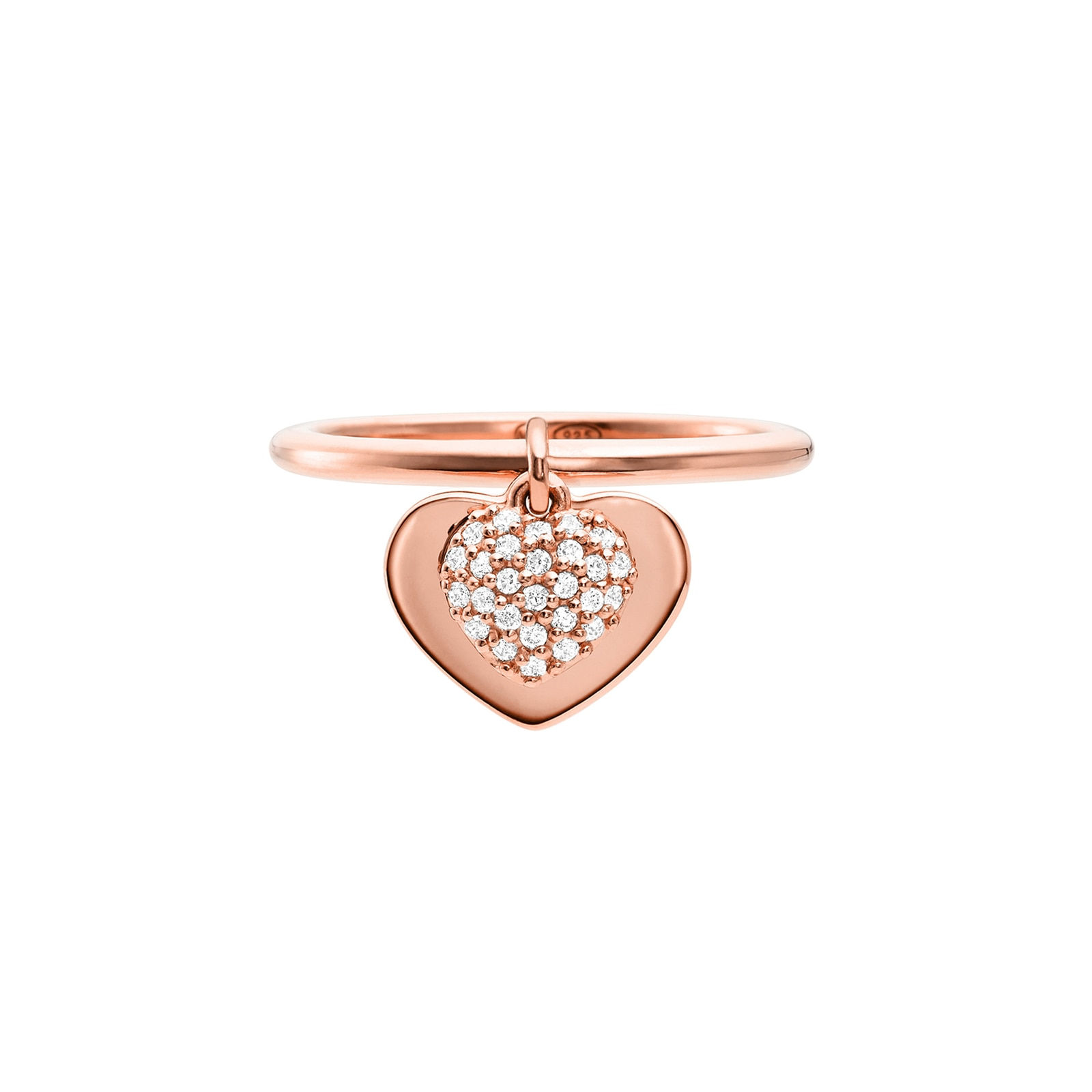 Michael Kors 14ct Rose Gold Plated Cubic Zirconia Love Ring Size N