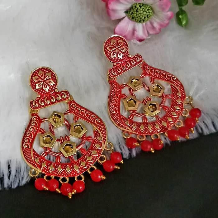 Thumbnail: Gold Plated Meenakari Dangler Earrings Assorted Colours
